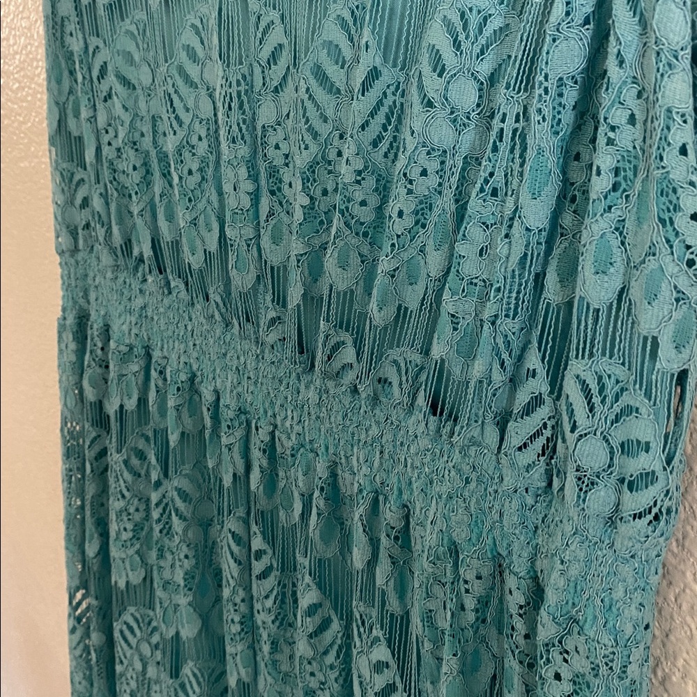 REBA Turquoise Lace Midi Dress - Picture 7 of 16